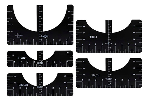Regla De Guía Gráfica De Sublimación De 5 Piezas Negro