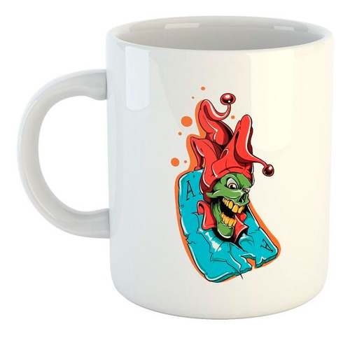 Taza De Ceramica Calavera Con Sombrero En Una Carta