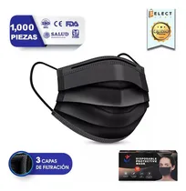 Comprar Tapabocas 1000 Pzs Cubrebocas Plisado Tricapa Termosellado Color Negro
