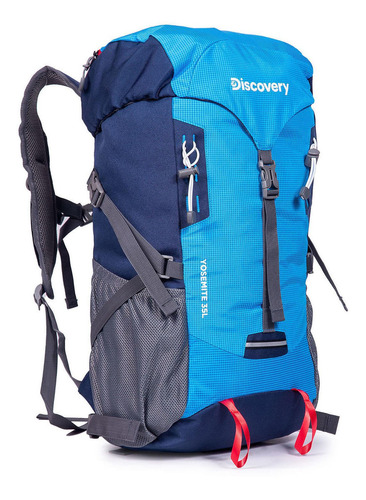 Mochila Camping 35 Litros, Color Celeste Diseño de la tela Diamond Ripstop