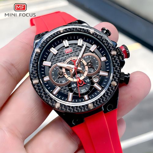 Reloj Cronógrafo De Cuarzo Luminous Mini Focus, Color De La Correa: Rojo
