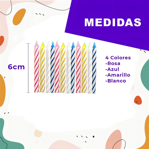 Velas De Cumpleaños Colores Marca Amscan Paquete / 24 Piezas