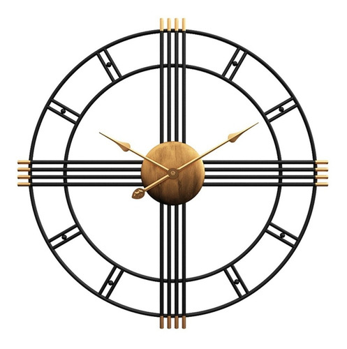 Reloj De Pared 60 Cm Metálico Estilo Nordico Silencioso Color de la estructura Negro Color del fondo Negro