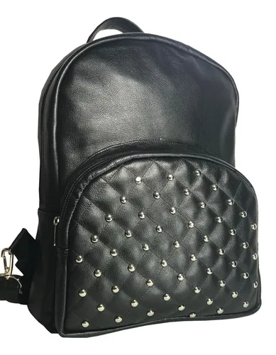 Mochila De Cuero Vacuno. Amplia Tachas Correa Ancha