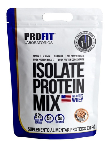 Suplemento em pó ProFit Laboratórios  Isolate Protein Mix proteínas Isolate Protein Mix sabor  cookies & cream em doypack de 900g