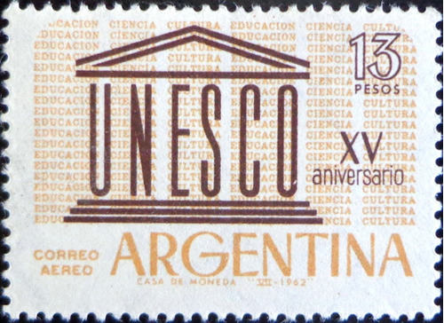 Argentina, Sello Aéreo Gj 1236 Unesco 1962 Mint L9209