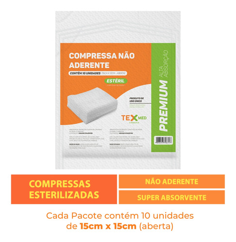 Compressa Não Aderente Estéril Texmed 45 Env (450 Unidades)