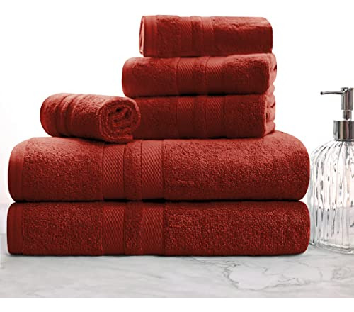 Set De Toallas De Algodón Ultra Suave De 6 Piezas Superior,
