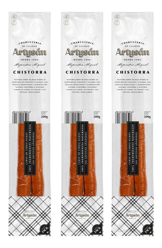 Tres Chistorras Con Pimiento Artysán C/u 200 G España  