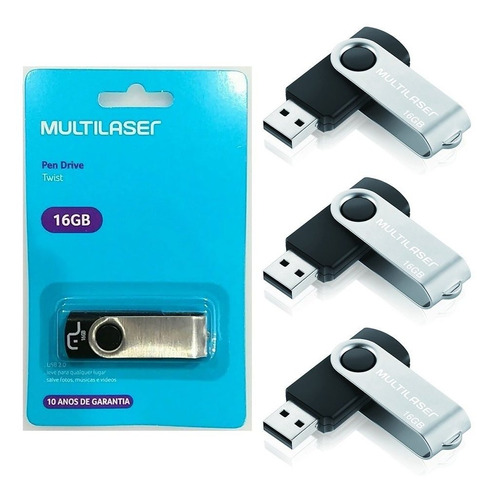 Kit 10 Pendrive 16gb Multilaser Usb Original C/ Nota Fiscal