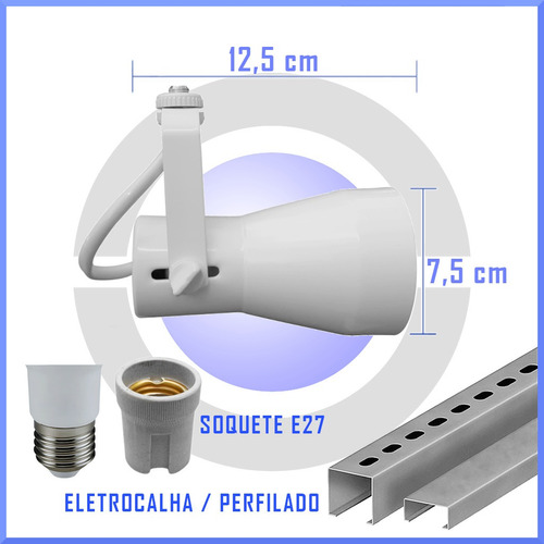 Imagem 6 de 6 de Spot Para Trilho Perfilado Eletrocalha Par20 Bulbo Aluminio
