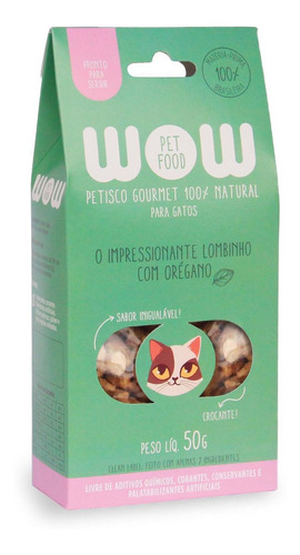 Petisco Natural Wow Pet Food Lombinho E Orégano Para Gatos