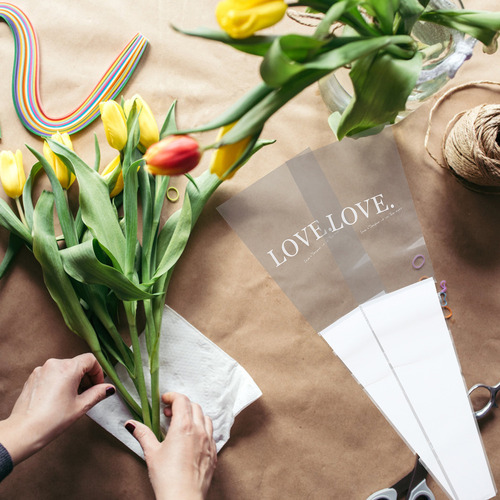 50 Bolsas Para Envolver Rosas De San Valentín Con Mangas De