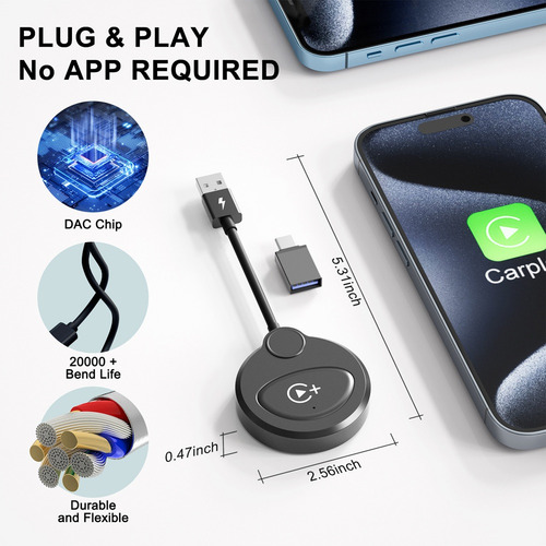 . Adaptador Carplay Sem Fio Com Youtube Carplay U-fs