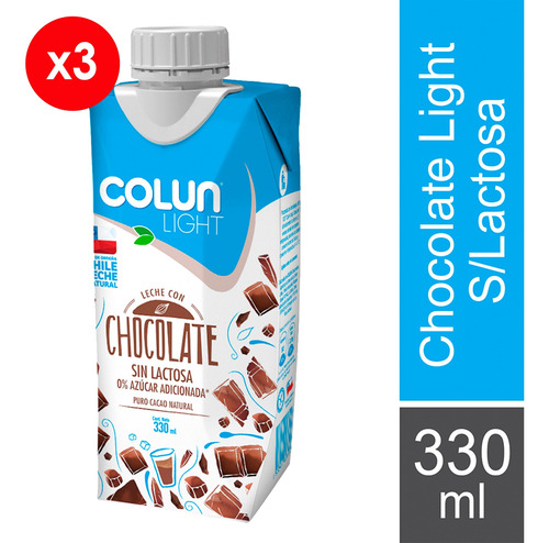 3 Leche Con Chocolate Sin Lactosa Light - 330cc - Colun