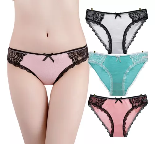 Pack 3 bragas mujer algodón lace