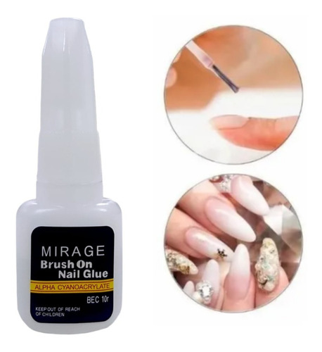 Pegamento Nail Glue Uñas Tips Deco Strass Con Pincel X10gr.