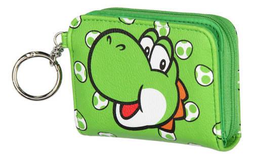 Cartera Mujer Super Mario Nintendo Yoshi Monedero Color Verde Diseño De La Tela Liso
