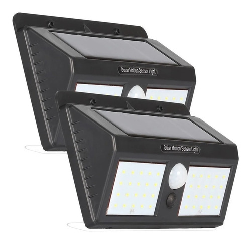 Kit 2 Luminaria Solar 40 Leds Prova D Água Sensor Movimento