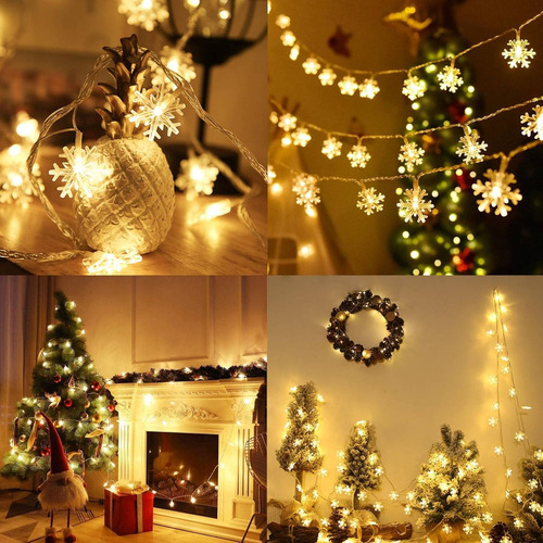 Luces Navidenas Cesof, Cadena De Copos De Nieve Led De 20...