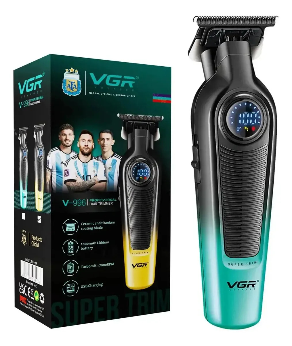 Máquina Cortar Pelo Profesional Patillera Vgr V-996 7000 Rpm Color Verde