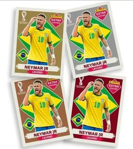 Kit 4 Figurinhas Legend Neymar Jr Copa Qatar 2022 Especial