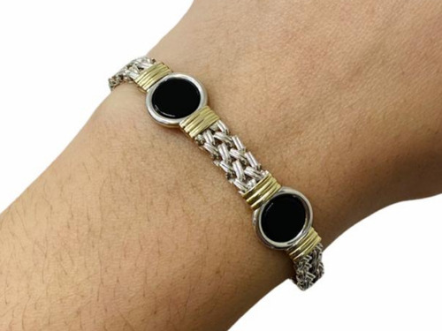 Pulsera Plata 925 Oro Ónix Mujer Regalo Día Enamorados