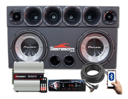 Caixa 2 Subwoofer Pioneer + Taramps Ds800x4 1900 W Rms