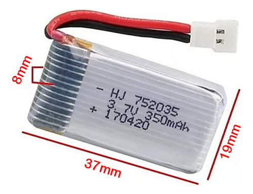 Bateria Lipo 3.7v 350mah P/ F949 E Mini Drone Jjrc / Eachine