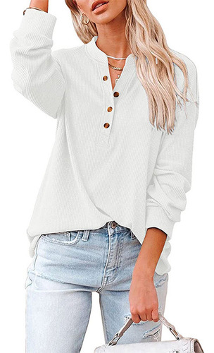 Blusas De Manga Larga Con Cuello Alto Y Botones Lisos De Pan