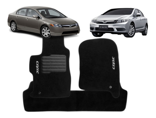 Jogo Tapetes Ecotap Soft Carpete Honda New Civic 07/13 Preto