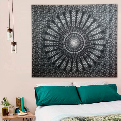 Manta Mandala Negro India Decoración Yoga Chakras