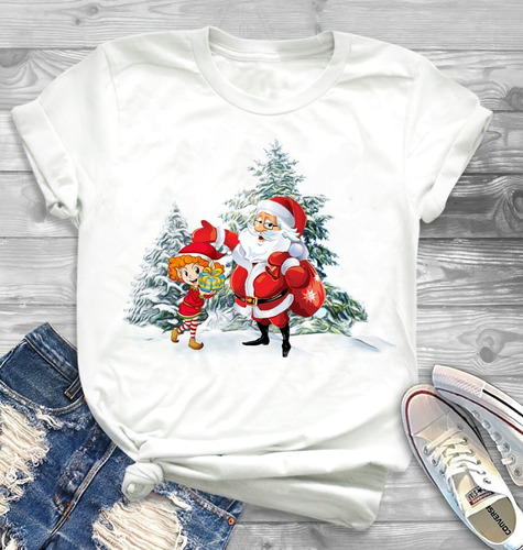 Camisetas Navideñas Para Toda La Familia. Papá Noel, Renos