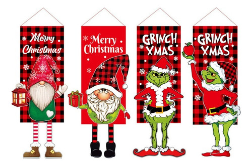 P Decoración Navideña Muñeco Colgante Grinch Bandera