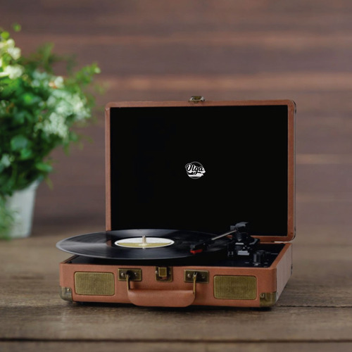 Vitrola Retro Maleta Toca Discos Vinil Caixa De Som Embutida 10w Bluetooth Com Agulha Rubi Extra