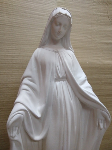 Virgen Milagrosa Cemento Blanco Mediana De 0.65 Estatua