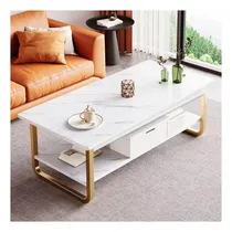 Comprar Mesa De Centro Minimalista Moderna Oficina 2 Capas Con cajón, Mesa Auxiliar Para Sala Moderna.Mesa Mesas Centro Patas de metal Mesa Centro Lateral,Moderna Blanco Mesa De Comedor Antecomedor rectángulo