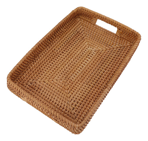 Para Cesta Para Servir Con Asas, Rectangular De Ratán,