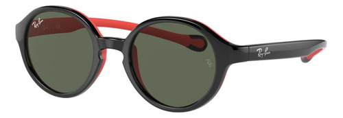 Gafas De Sol Redondas Ray-ban Junior Rj9075s, Negro Sobre Ve