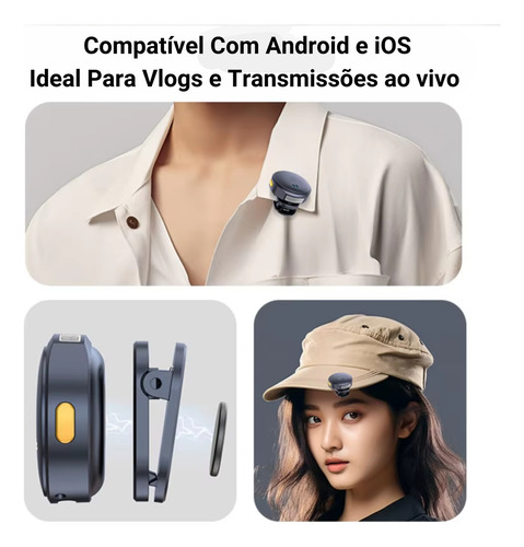Microfone Sem Fio Lapela Magnético Duplo Profissional Compatível Ios Android Captação Som Nítida Redução Ruído Ideal Criadores Conteúdo Vlogs Lives Entrevistas Vídeos Alta Sensibilidade Longo Alcance