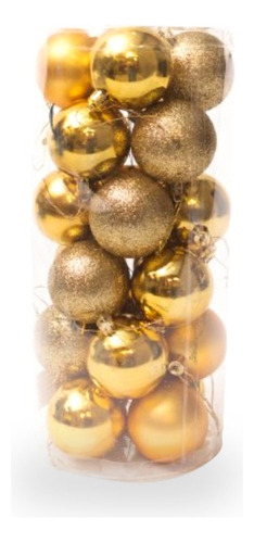 Bolas De Navidad 6cm Adornos Arbol Navideños Valija X 24 Color Dorado Globo Decoracion