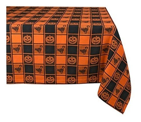 Mantel Halloween Reutilizable 60x84 Cuadros Naranja & Negro