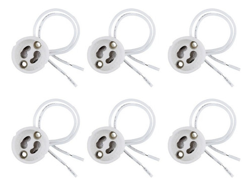 Pack X6 Zocalos Enchufes Conector Gu10 Led Dicroica Unilux Color Blanco