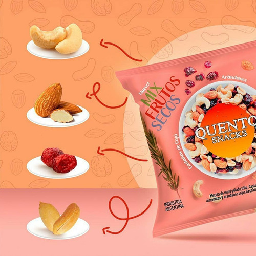 Imagen 2 de 7 de Mix Frutos Secos Quento Mani Castañas Caju Almendra Arandano