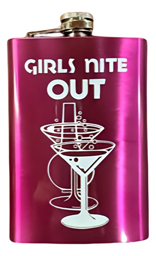 Licorera Acero Inoxidable Fucsia Logo Girls Nite Out  8oz