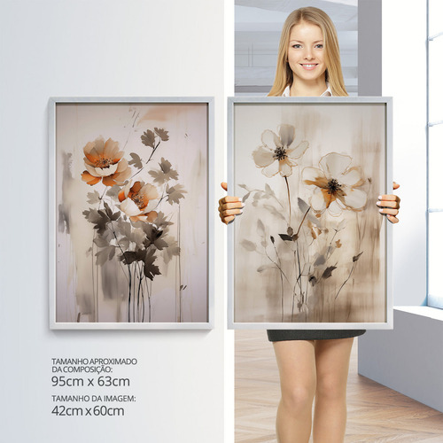 Quadro Flores Secas Moderno Para Sala Estar Jantar Quarto