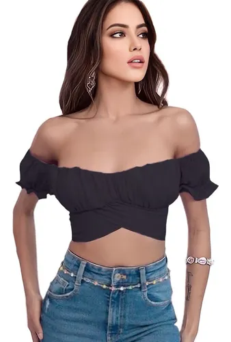 Crop Top Campesina Manga Corta Sexy Para Dama