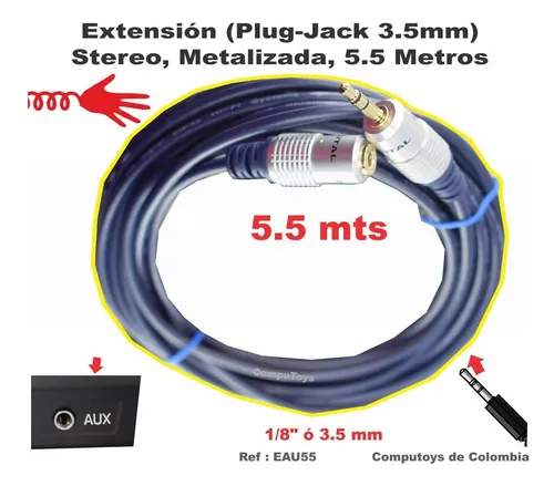 Cable Extensor Stereo Plug Jack 5.5 M Alta Calidad Computoys