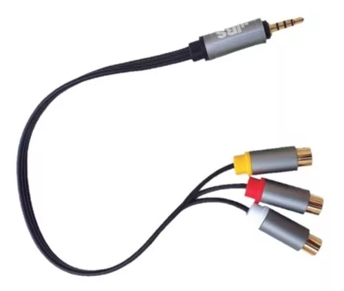 Cable Tripolar audio video de conector 3.5 mm a 3 RCA hembra