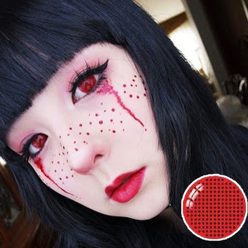 Pupilentes Rojos Totales Red Halloween Estuche Disfraz Fanta